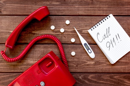 concept calling doctor to home check up top view.の写真素材