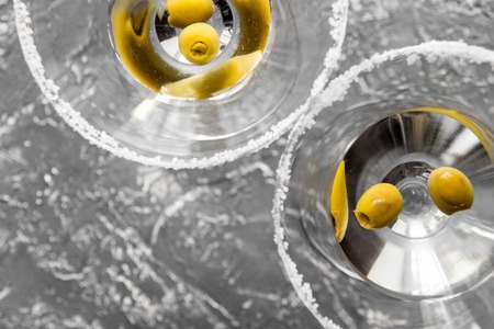 martini cocktail top view at gray backgroundの写真素材
