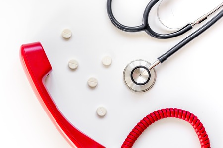 concept calling doctor to home check up top view.の写真素材