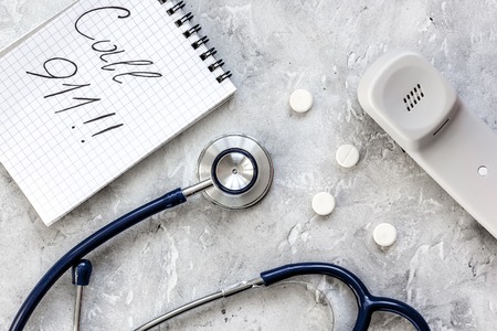 concept calling doctor to home check up top viewの写真素材