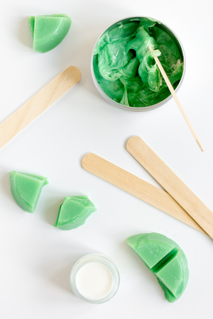 concept depilation with wax on white background top view.の写真素材