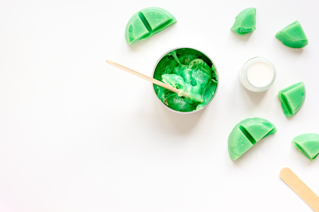 concept depilation with wax on white background top view.の写真素材