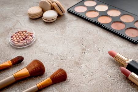 decorative cosmetics on stone backgroundの写真素材