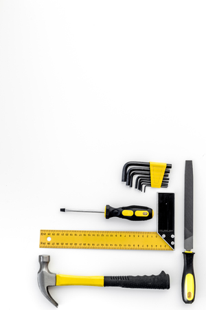 Tools for repairing top view on white backgroundの写真素材