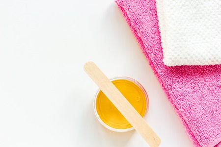 concept depilation with wax on white background top viewの写真素材