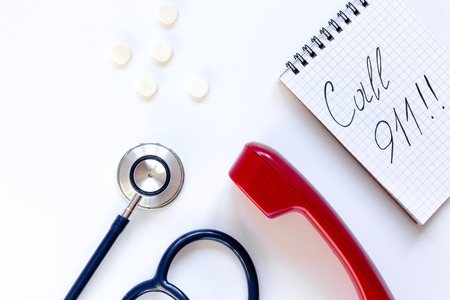 concept calling doctor to home check up top view.の写真素材