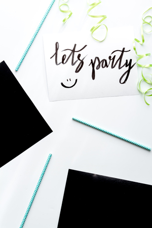 concept birthday party top view on white background mock upの写真素材