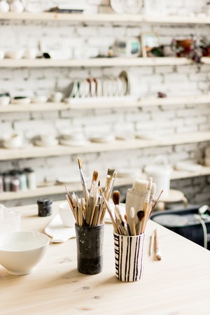 workshop production of ceramic tableware finished products