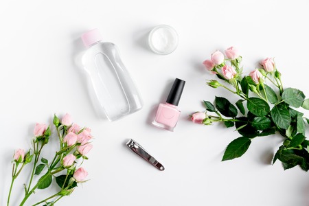 salt and cream for nail care in spa top viewの写真素材