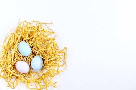 Easter concept on white background top view mockup