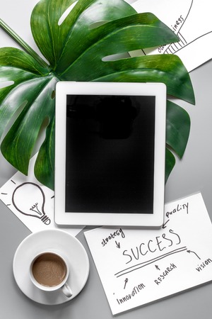 set for business strategy on table background top view mock upの写真素材