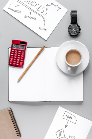 company strategy development in business on office desk background top view mockupの写真素材