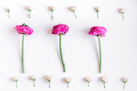 Trendy design with flower pattern on white background top view mock up