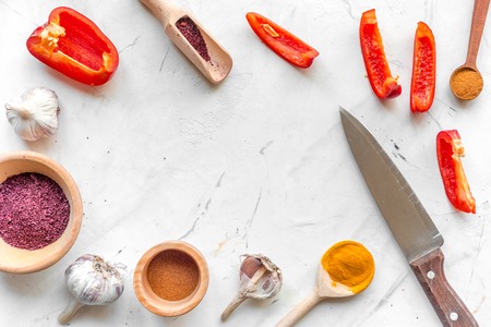 cook work with kitchenware set on white background top view mock upの写真素材