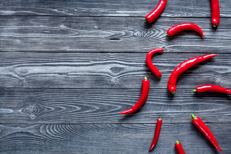 chili food with red pepper on dark background top view mockupの写真素材