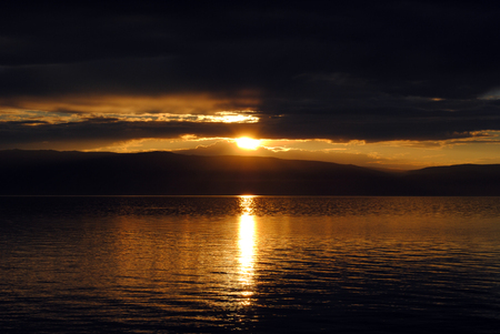 Baikal lake summer landscape, view from a cliff, Russiaの写真素材