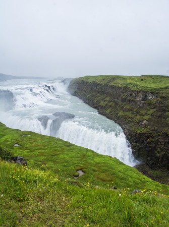 Gullfoss waterfall located in the canyon of Hvita river, Iceland.の写真素材