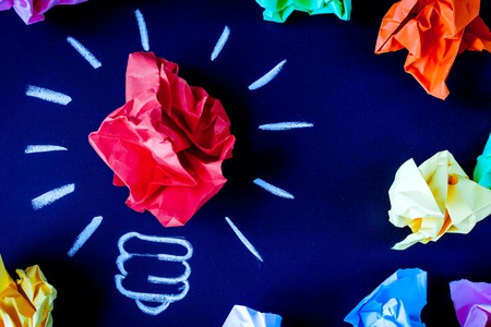 concept idea inspiration on dark background top viewの写真素材