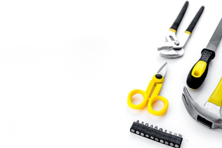 Tools for repairing top view on white backgroundの写真素材