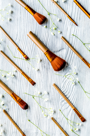 decorative cosmetics pattern on gray background top viewの写真素材