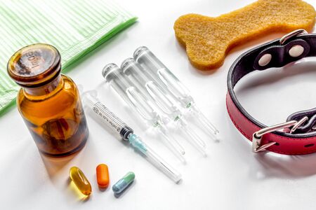 concept pets care treatment on white background close up.の写真素材