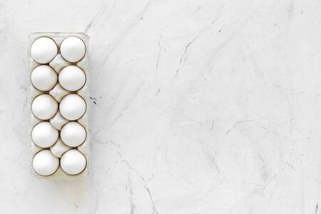 Blog pattern with eggs on marble  top view copyspaceの写真素材
