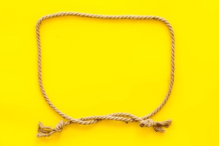 isolated rope mockup on yellow background top view .