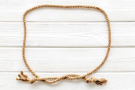 Isolated rope mockup on white woodenの写真素材
