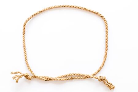 rope frame on white background top view mock up