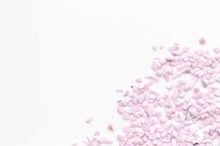 design with pebble on white background top view space for textの写真素材