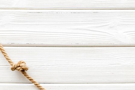 isolated rope mockup on white wooden background top view .の写真素材