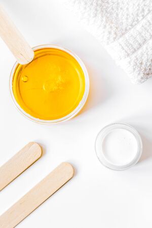 concept depilation with wax on white background top viewの写真素材