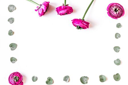 Trendy design with flower pattern on white background top view mock up