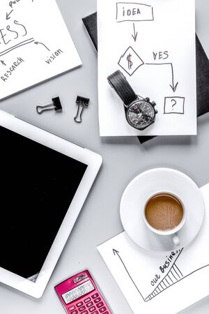 company strategy development in business on office desk background top view mock-upの写真素材