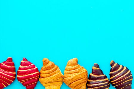 Croissants set - pattern and frame. Pastries top viewの写真素材