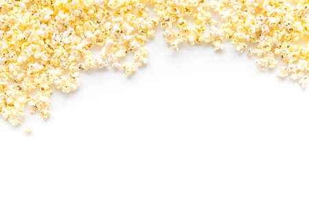 frame of popcorn from above copy space.