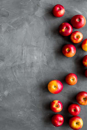 Group of red apples - top view, space for text