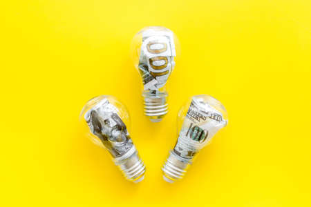 Light bulb with money inside - business plan and idea conceptの写真素材