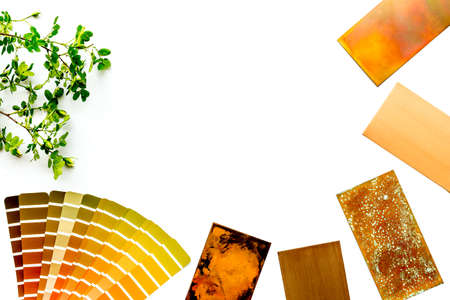 Design project with stoneware and marble wooden samples for kitchen interiorの写真素材