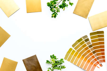 Selection of ceramic stoneware and marble wooden samples for designer interior