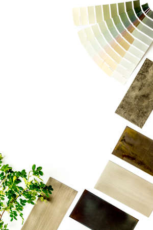 Design project with stoneware and marble wooden samples for kitchen interiorの写真素材