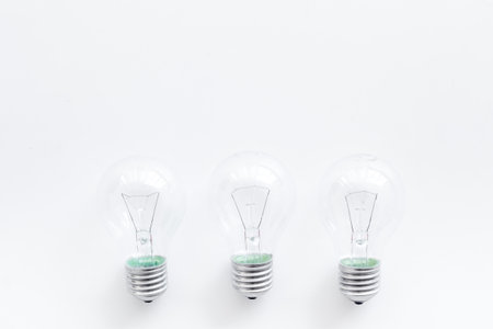 Renewable eco energy concept - light bulbs, top viewの写真素材