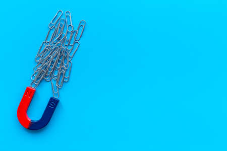 Magnet with paper clips. Office supplies top viewの写真素材