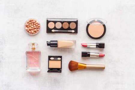 Makeup cosmetic set products with brushesの写真素材