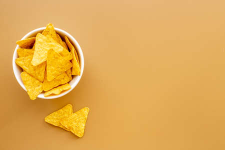 Mexican snacks nachos - fast food background top viewの写真素材