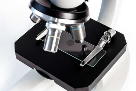 Microscope close up. Research in a scientific medical laboratoryの写真素材
