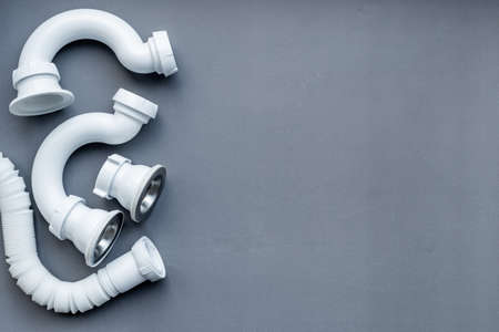 Plumbing pipes top view. Plumbing work background