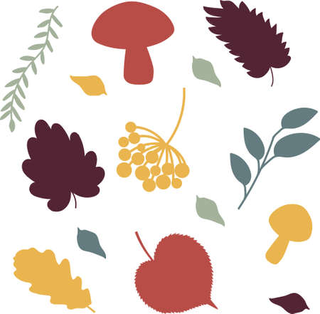 Autumn set. Perfect for wallpaper, gift paper, pattern fills, web page background, autumn greeting cards. fall and Halloween vector illustrationのイラスト素材