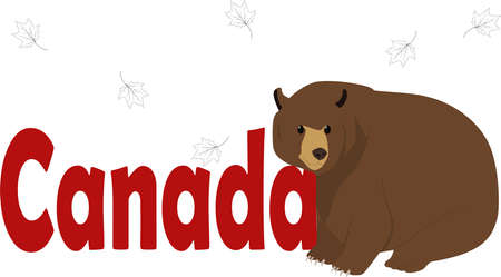 Word with cute bear. Canada Day concept. Greeting banner.のイラスト素材