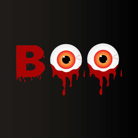 Boo, bloody eyes. Halloween lettering, poster design template, vector illustrationのイラスト素材